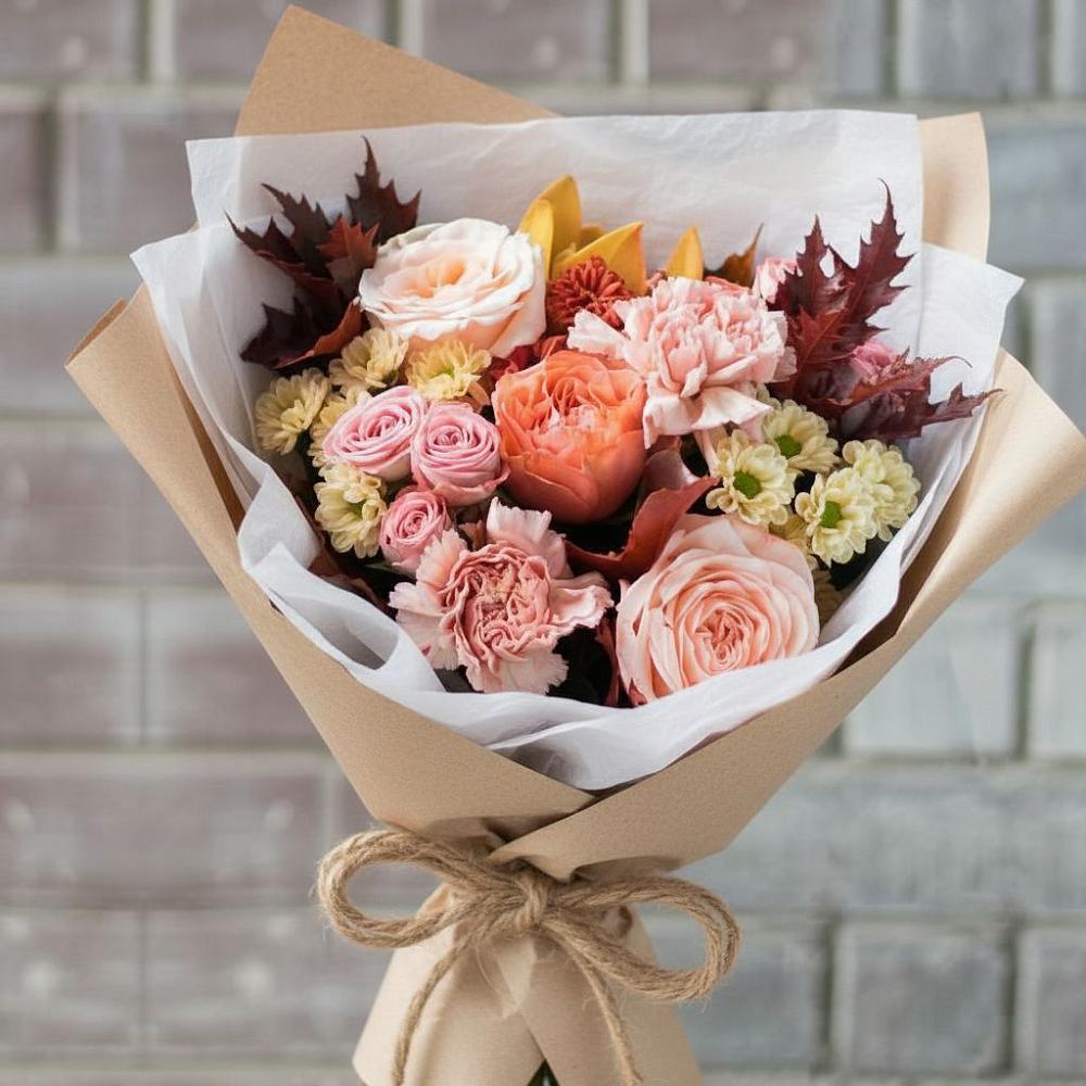 Букет цветов из: Гвоздики, Хризантемы и Розы в Голубинской