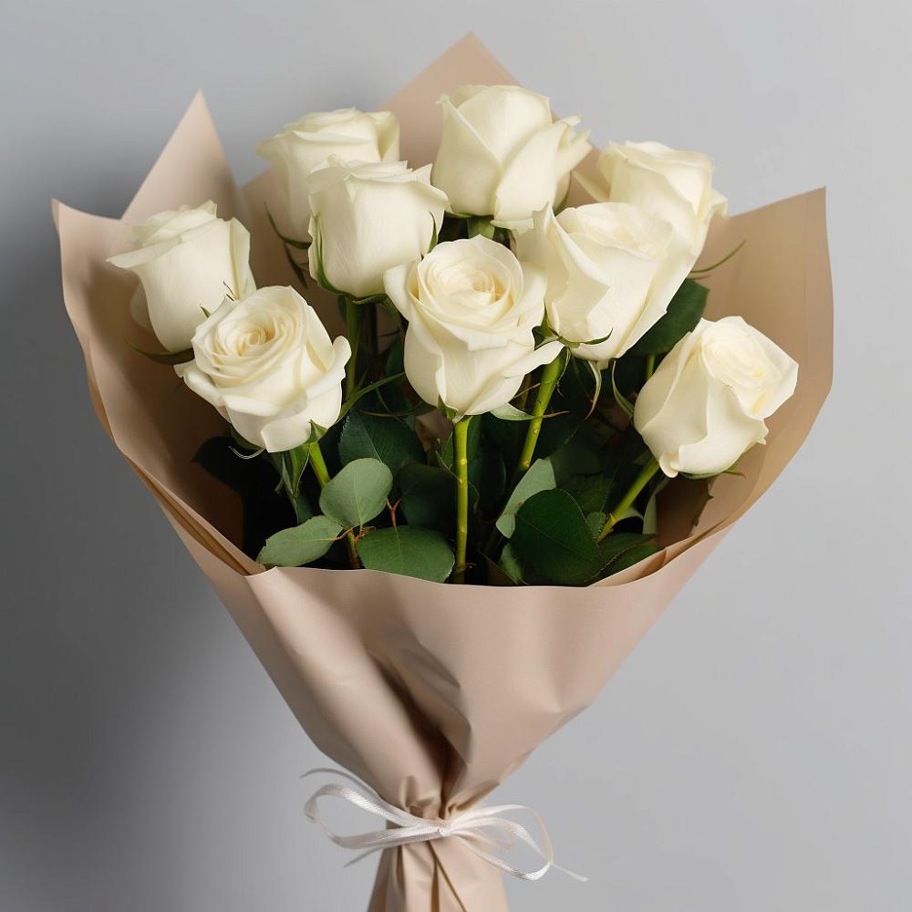 Букет 9 Белых роз Эдлесс Лав в Голубинской