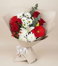 Букет цветов из:  Розы, Хризантемы, Герберы и Лилии #REPLACE_PRED# Голубинской