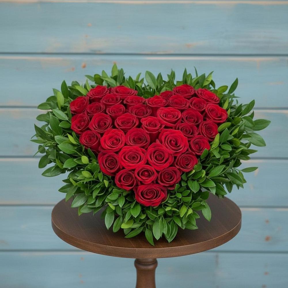 Цветочная композиция из Розы в виде сердца в Голубинской