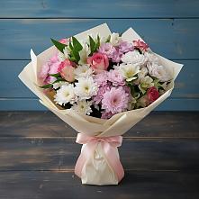 Букет цветов из:  Хризантемы, Альстромерии и Розы #REPLACE_PRED# Голубинской