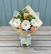 Букет цветов из:  Герберы, Розы и Хризантемы в Голубинской
